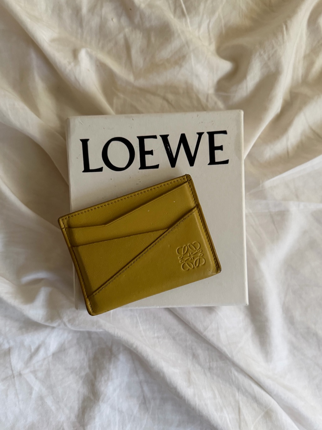 Loewe Yellow Leather Card Holder With Embossed Logo